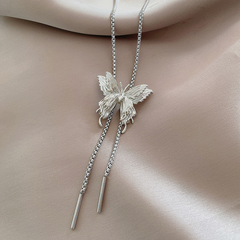 现货可调节抽拉长款流苏蝴蝶项链女D轻奢小众设计感网红同款腰链