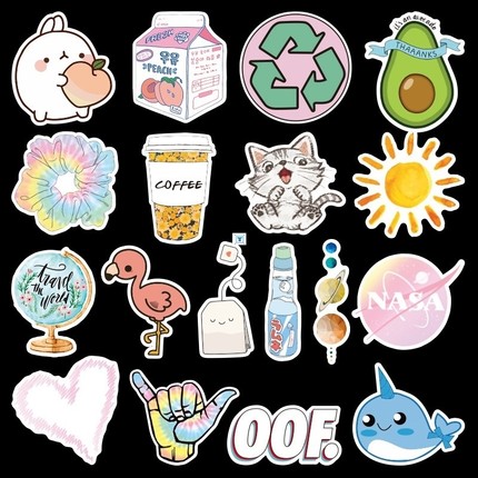 极速50Pcs Vsco INS Style Color Stickers Girl Cute Fresh Stic