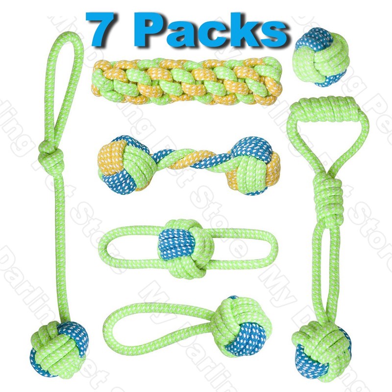 7 Pack Pet Dog Toys for Large Small Dogs Ball Toothbrush Int