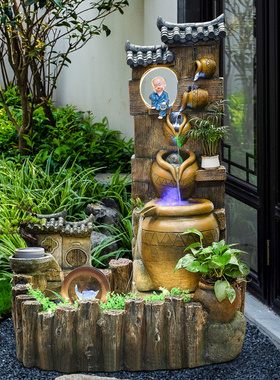 庭院花园布置假山流水喷泉摆件客厅阳台鱼池造景装饰景观水池落地