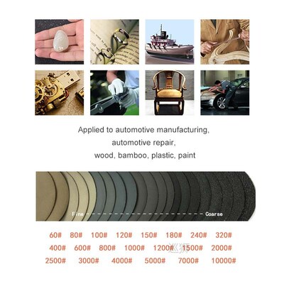 50pcs 4 Inch 100mm Waterproof Sandpaper 60 to 10000 Grit Hoo