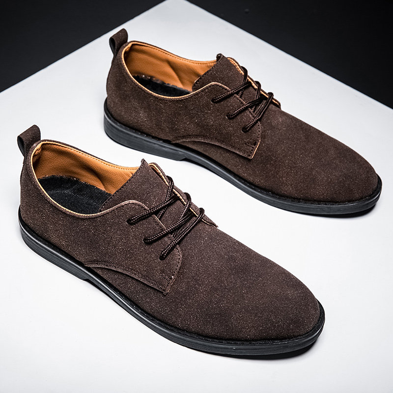 青年男士小皮鞋个性棕色百搭平板鞋潮流磨砂皮豆豆韩版系带男鞋子,流行男鞋,休闲皮鞋,淘宝优惠券,粉丝福利购,淘宝优惠卷