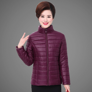中老年女装秋冬装k羽绒棉服外套妈妈短款春秋装轻薄款40-50小棉衣