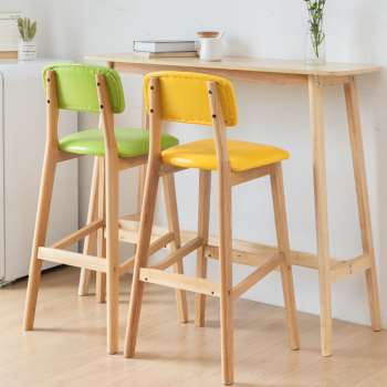 现货北欧实木小吧台桌椅组合家用简约高脚长N条桌客厅靠墙酒吧桌