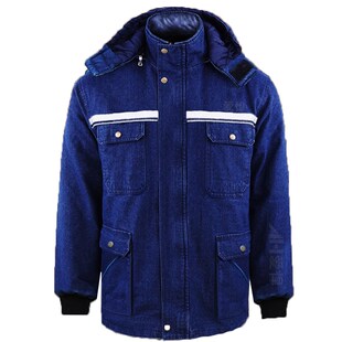 冬季保暖棉服牛仔工作服套装男带帽子双层加厚防烫电焊工棉袄