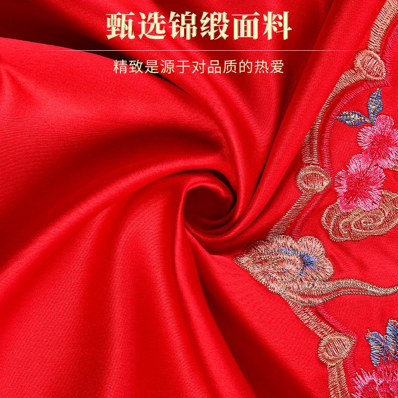 新娘红盖头结婚蒙头红锦缎秀禾服喜帕中式婚礼红色蒙x头巾婚庆用