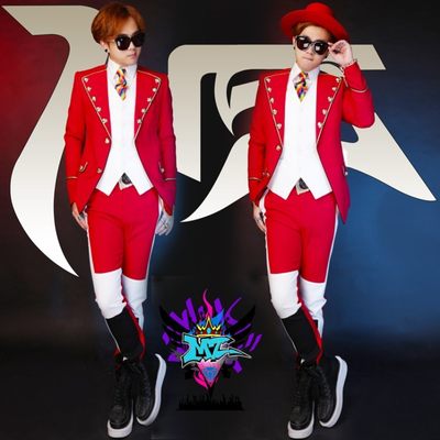 网红Plus Size New Suit 2021 Men Slim Dj 2pm Jun.k Black And