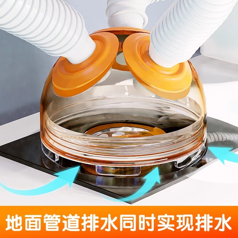 洗衣机下水管地漏接头排水管道三头E通专用防臭卫生间三通分水器