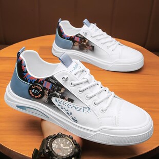 小白鞋男夏季2024新款男鞋休闲板鞋男款夏款透气工作防水运动皮鞋