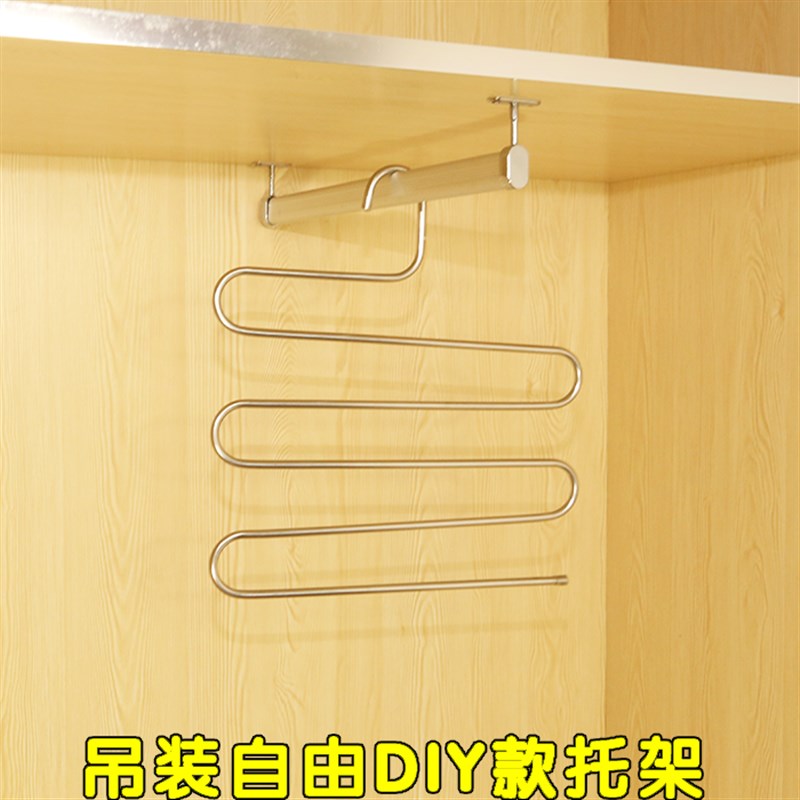 加厚衣柜挂衣杆衣架杆托晾衣杆衣橱内扁横杆铝合金衣柜杆五金配件