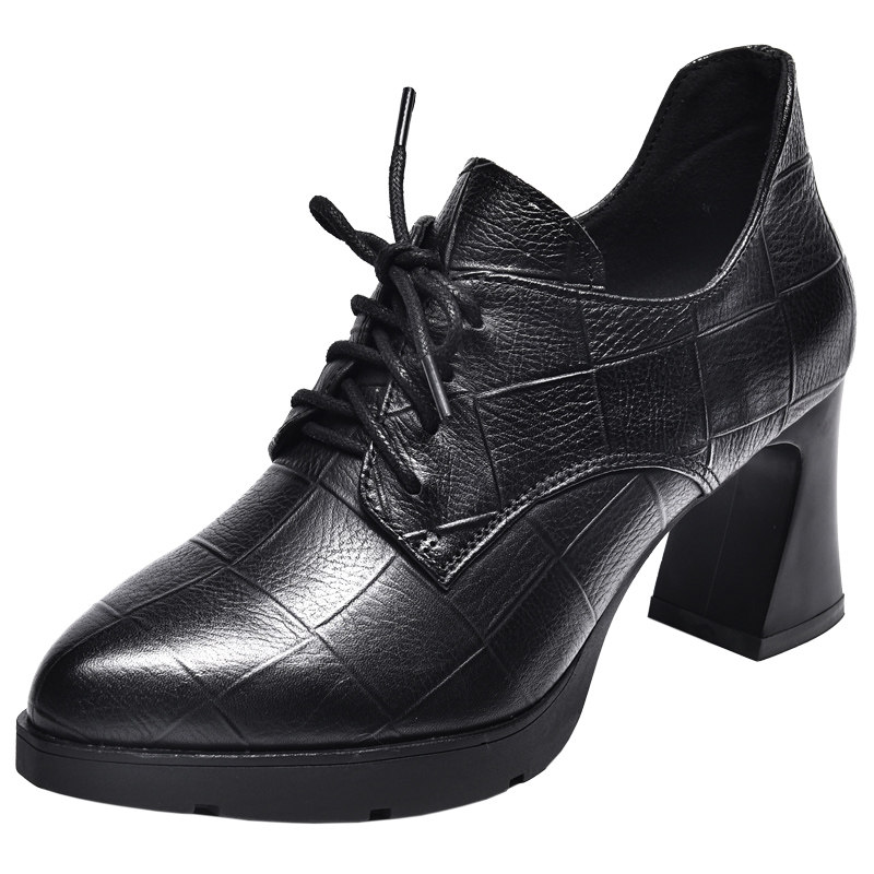 英伦风女鞋2023春秋款厚底真皮包鞋女中跟百搭春季新款粗跟高跟鞋,女鞋,深口单鞋,淘宝优惠券,粉丝福利购,淘宝优惠卷