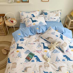 儿童四件套全棉男孩被罩150x200卡通床单床笠被套1.2床三件套