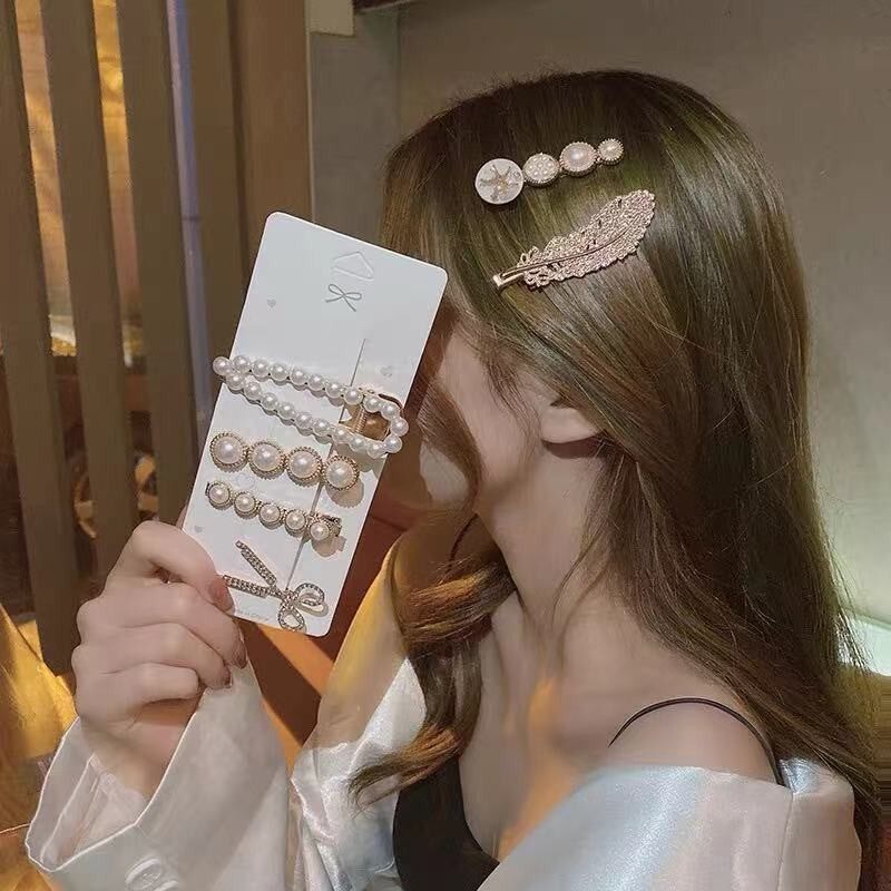 网红发夹侧边一字夹发卡头饰边夹女珍珠夹子刘海夹头夹发饰盘发