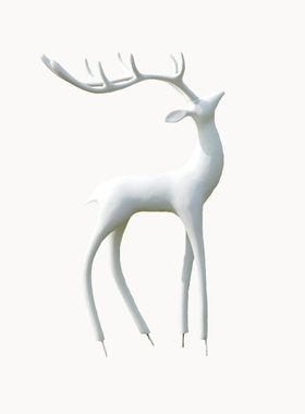 玻璃钢白色大角鹿园林景区麋鹿摆B件售楼部酒店展厅美陈装饰工艺