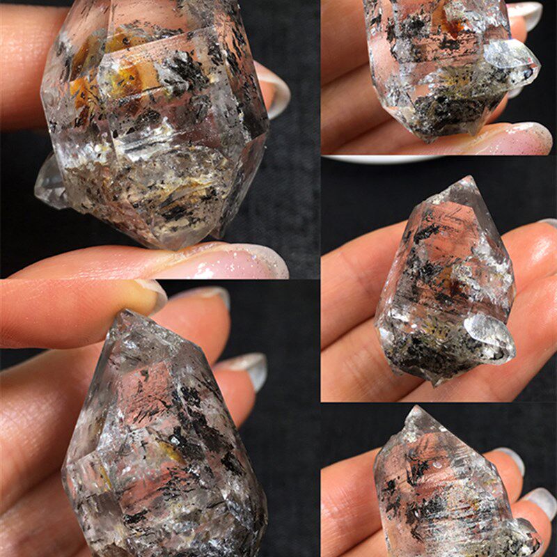 小众高货天然大颗赫尔基蒙黑流沙闪灵钻黑幽灵水晶云贵双尖水晶骨