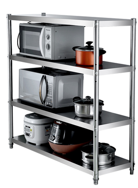 不锈钢厨房置物架微波炉架菜架4层收纳整理烤箱架储U物家用3层货