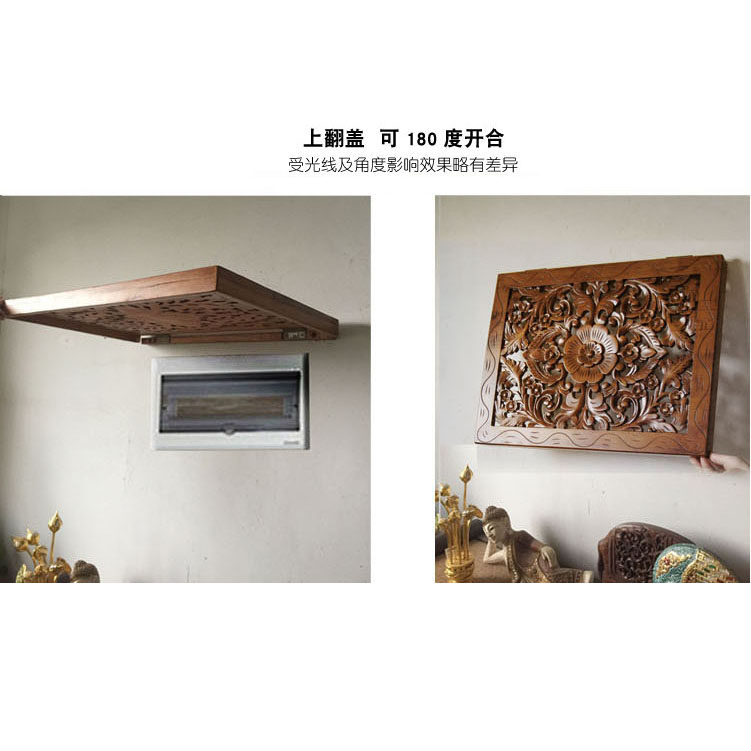 现货新品实木雕刻l电表箱装饰画餐厅配电箱开关电闸遮挡盒泰式中