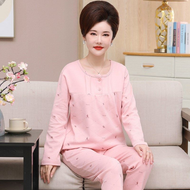 妈妈睡衣女春秋季长袖中老年全棉中年套头薄款女士家居服套装,女士内衣/男士内衣/家居服,睡衣/家居服套装,淘宝优惠券,粉丝福利购,淘宝优惠卷