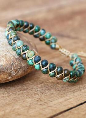 现货e Braided Bracelet Double Layer Strand Beaded CharZm Bra