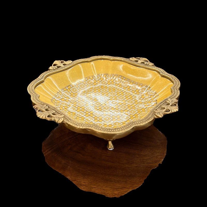 英式古典铜加陶瓷方形平底碟子摆件别墅客厅餐厅桌面装饰储物蝶,餐饮具,餐用托盘,淘宝优惠券,粉丝福利购,淘宝优惠卷