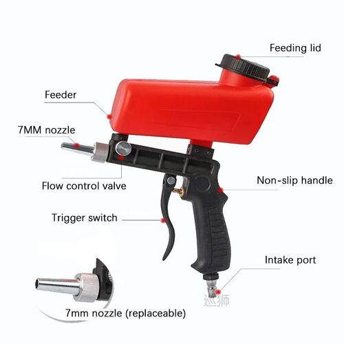 Sandblasting Gun Adjustable  Sand Blaster Sand Blasting Port