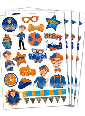 6pcs/set Blippi Stickers Blippi Birthday Party Decoration B