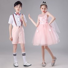 六一儿童合唱服女童公主q裙子幼儿诗朗诵大合唱少儿背带裤演出服