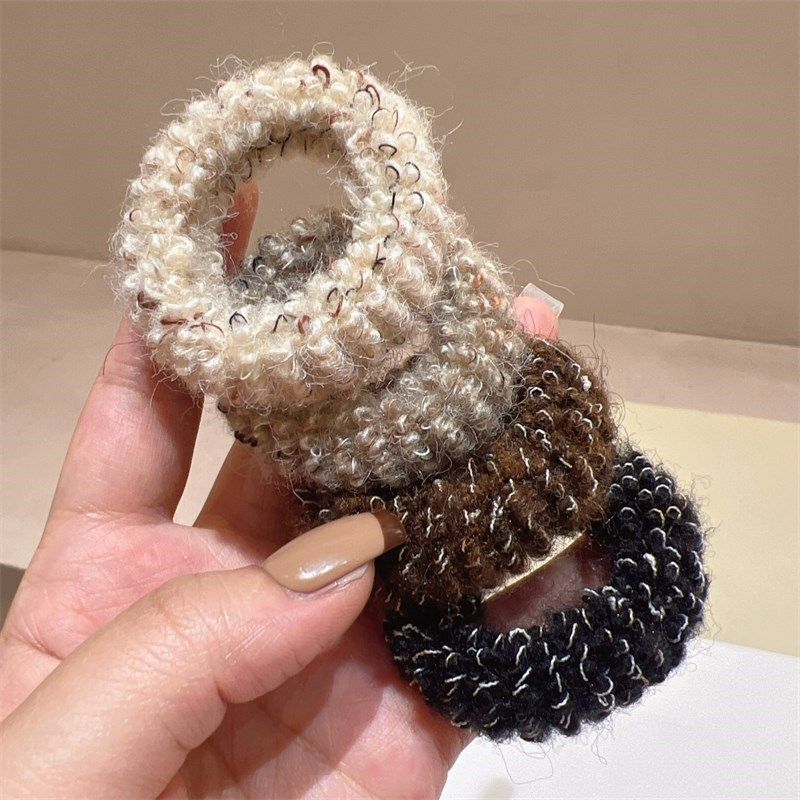 冬季毛绒咖色米色混织毛线弹力粗发绳百搭基础扎发皮筋头绳发圈女,饰品/流行首饰/时尚饰品新,发饰,淘宝优惠券,粉丝福利购,淘宝优惠卷