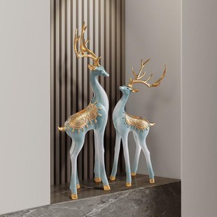入户玄关高级感i落地摆件鹿客厅电视柜壁龛艺术大型家居装 饰品