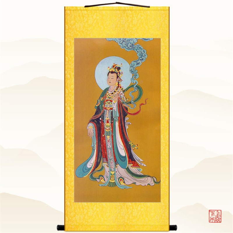 功德天佛像画 吉祥天女命运财富女神 二十四诸天佛堂卷轴画挂画