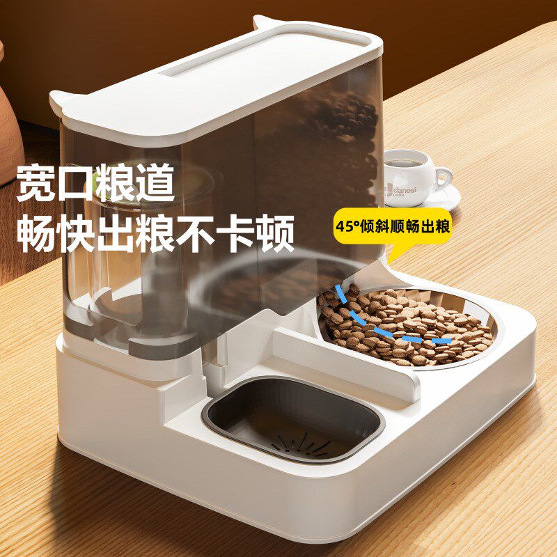 猫咪自动喂食器饮水机一体猫食盆陶瓷猫碗狗碗猫狗喝水宠物投喂器