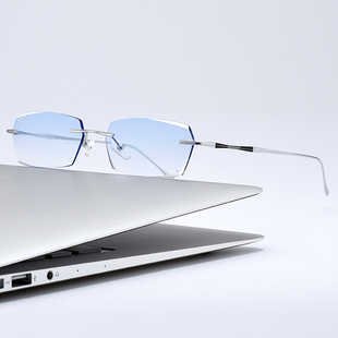 100 300 150 250 500度 200 纯钛近视眼镜男无框无螺丝防蓝光镜75