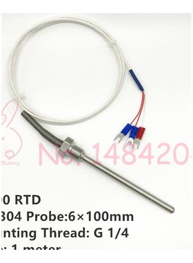 1x PT100 Temperature Sensor 6mm*100mm RTD SUS304 Probe with