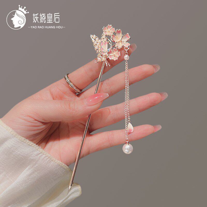 复古超仙气质旗袍现代发钗头饰珍珠十二花神发簪高级感古风汉服簪