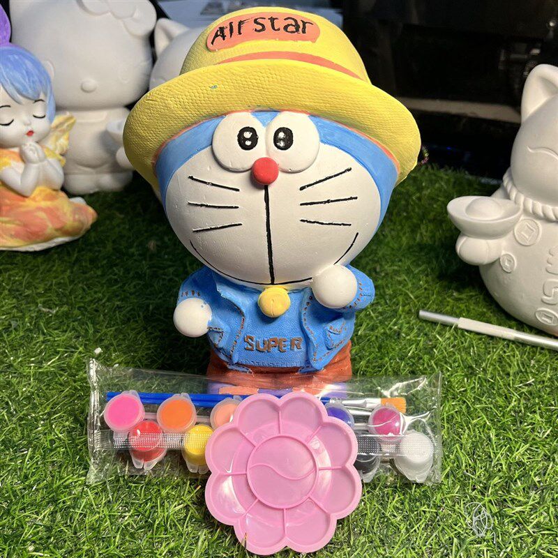 速发哆啦a梦石膏娃娃上色涂色蓝胖子叮当猫机器猫多白胚手工diy