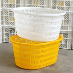 加厚塑料筐大号镂空框水产周转箱椭圆形瓜果蔬菜腰篮收纳沥水篮子