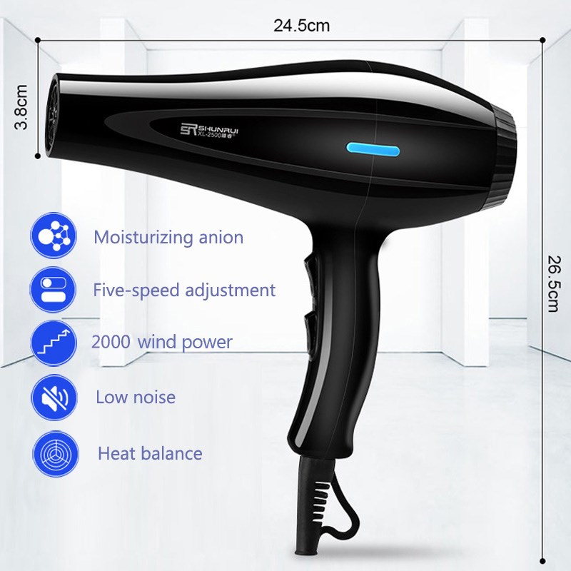 220V Hair Dryer Blow Air with Concentrator Nozzles Diffuser