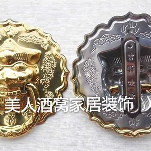 245W不锈钢狮子头麒麟兽头门环中式把手拉手金色兽W兽拉手仿古虎