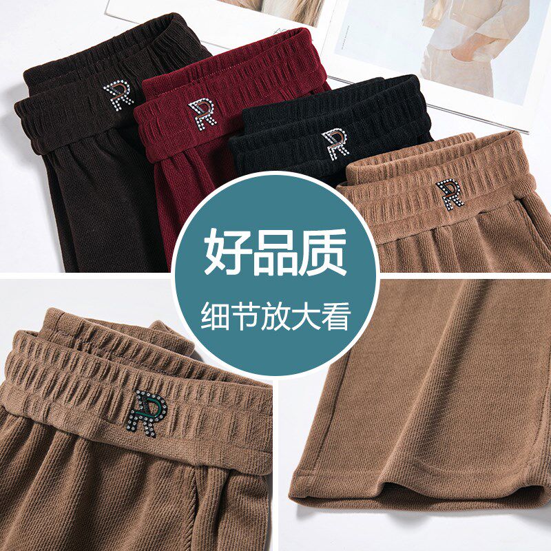 妈妈阔腿裤秋冬h加绒厚宽松婆婆休闲直筒裤中老年人女裤高腰松紧