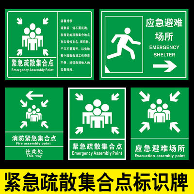 新款应急避难场所提示牌指示牌警示牌消防疏散反光牌紧急疏散集合