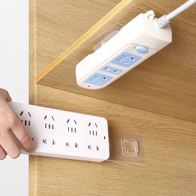 排插固定器壁挂插座插排收纳免打孔拖线板路由器墙上粘贴宿舍神器