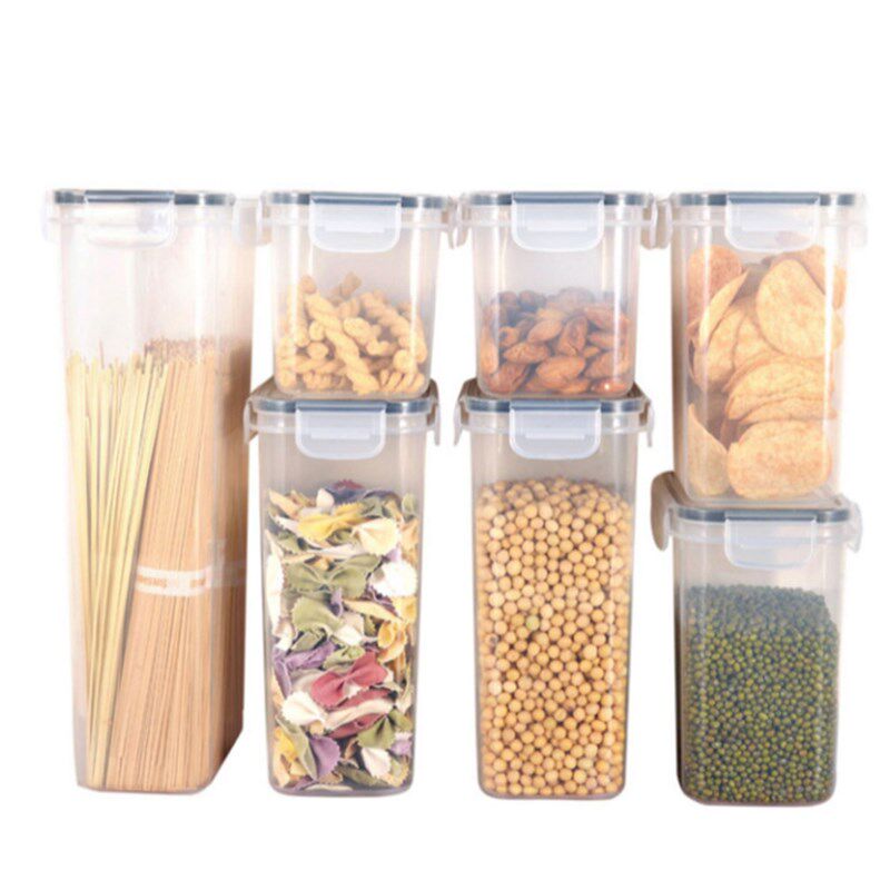 密封罐方形保鲜塑料食品透明五谷杂粮收纳件套储物罐