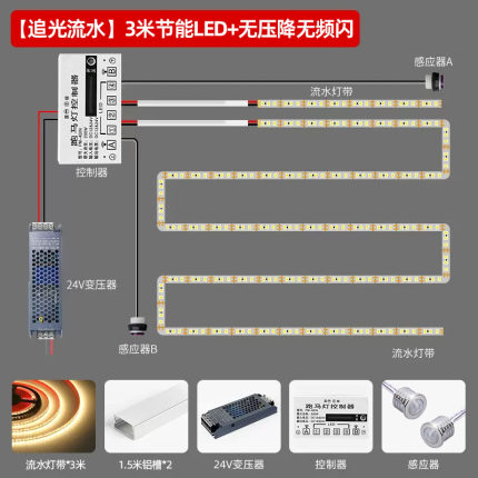 追光流水楼梯灯跑马led线条灯网红室内复式自动智能人体感应发光