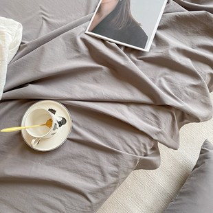 通用 ins简约纯色亲肤水洗棉单件床单家用被单单人双人可机洗四季