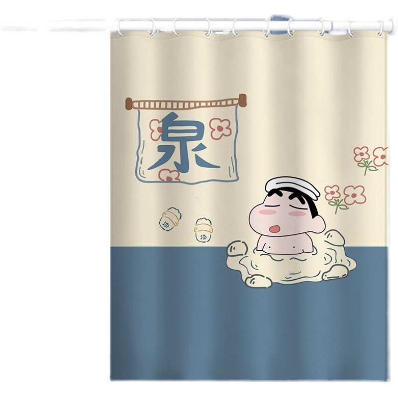 日式淋浴帘卫生间防水布加厚防霉隔断帘洗澡拉帘和风挂帘子免打孔