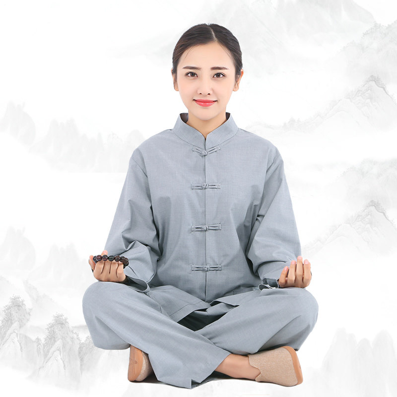 海青居士服女禅修服男禅意棉松丝光宽麻套装春夏秋中国风长袖透气