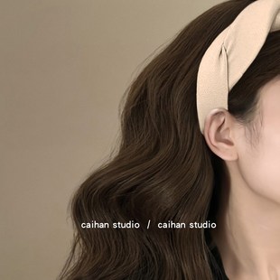 复古高级感压发头箍高颅顶气质盘发器 麻花编织头箍 优雅黑 法式