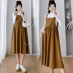 秋装 上衣 两件套韩版 长袖 背带裙春秋裙子秋 怀孕连衣裙秋季 孕妇装