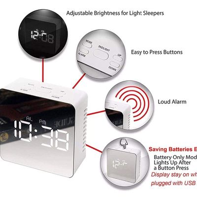 Digital Mirror Alarm Clock LED Electronic Table Desktop Cloc