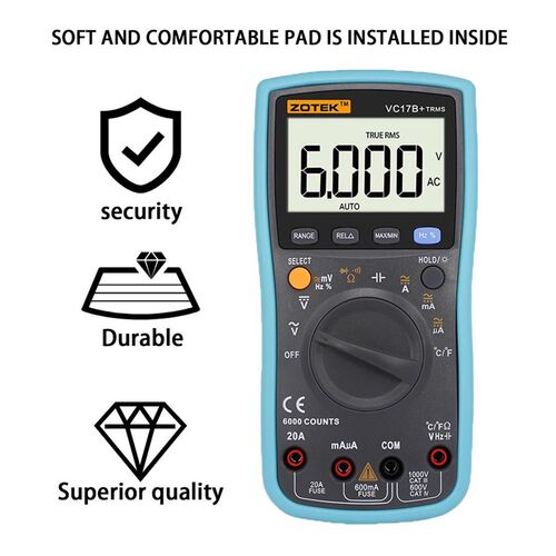 速发ZOTEK VC17B 6000 Counts Digital Multimeter with Backligh